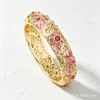 Pulsera Floral Esmaltada Estilo Chino, Nueva Pulsera Chapada en Oro con Incrustaciones de Diamantes Estilo Chino, Fuente de Suministro de Joyería