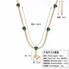 Collar Cruz Negro Verde Zirconia de Alta Gama para Mujer Cadena de Clavícula Geométrica Redonda Puntos Corazón Temperamento en Capas