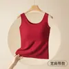 Camiseta sin mangas roja para mujer con copas fijas incorporadas y hermoso diseño en la espalda, Camiseta sin mangas básica de talla grande para el Año del Caballo