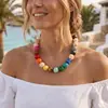 Collar con colgante de corazón grande de resina de color degradado contrastante, dulce, lindo y colorido, para mujer, de Amazon, transfronterizo