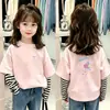 Nueva colección de otoño 2026: Camiseta elegante y moderna de manga larga a rayas para niñas, hecha de algodón puro, adecuada para niños mayores