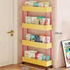 Estantería Móvil de Múltiples Niveles para Libros Ilustrados Infantiles de Pie, Gabinete de Almacenamiento de Libros con Ruedas Extremadamente Estrecho Detrás de la Puerta