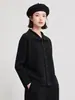 Camisa curta plissada transfronteiriça para mulheres, estilo outono Issey Miyake, poliéster de alta elasticidade, manga longa, solta, cor sólida, top casual