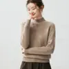 Suéter de cashmere com gola alta parcial para mulheres, espessado para outono e inverno, blusa de tricô de caimento solto, estilo casual, com uma base de cashmere em tricô trançado