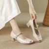 Sapatos Mary Jane de Salto Alto Estilo Chinês para Mulheres, Sapatos de Salto Grosso com Tira Única, Tendência 2026, Sapatos Femininos Mais Vendidos do Tiktok