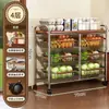 Estante de Armazenamento Pequena de Segunda Mão para Sala de Estar, Carrinho de Armazenamento de Lanches Móvel com Rodinhas, Estante de Armazenamento Doméstica Retro de Chão para Cozinha