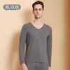 Otoño e invierno Nueva ropa interior térmica sin costuras de terciopelo superficie AB hombres y mujeres pareja ropa de otoño pantalones largos traje cálido forro polar de doble cara