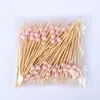 Espetos de Bambu Descartáveis Transfronteiriços Espetos de Frutas Espetos de Pérola Pó de Pérola Branca Espetos para Bolo Ktv Bar 100 Peças/Pacote