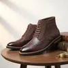 Bestseller de Amazon - Botas Martin Retro Nuevas, Caña Media, Diseño Tallado, Modernas para Hombre, Versátiles, Casuales - 27039