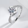 Anillo de Plata Beso de Ángel Venta en Vivo de TikTok Corazón Micro-incrustado Moda Viva de Alta Gama Anillo de Moissanita para Mujer