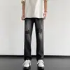 Pantalones casuales de verano para hombre, estilo retro americano, rasgados, de moda, transfronterizos, 2026, jeans de pierna recta ligeramente acampanados para jóvenes