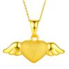 Colgante con forma de alas de ángel en 3D, de oro macizo, con forma de corazón de ángel, collar con colgante de alas de amor, regalo