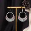 Pendientes Vintage de Turquesa en Forma de Lágrima para Mujer, Diseño Ins con Toque Étnico, Pendientes Largos Exagerados con Personalidad, Suministro Transfronterizo de Moda