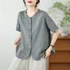 Ropa de Verano 2026 Estilo Japonés Estampado de Puntos Coloridos Cuello Alto Holgado Cárdigan para Mujer Camisa de Manga Corta