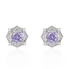 Collar Colgante de Zirconio Púrpura Corte Milenio Rosa Octagonal Más Vendido Transfronterizo Anillo con Diamantes de Alto Carbono Púrpura Lavanda Juego de Anillo y Pendientes