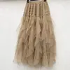 Saia de Renda de Cintura Alta, Saia de Camadas Bolo, Nova Saia Feminina Outono e Inverno 2026, Saia de Gaze, Saia de Comprimento Médio