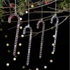 Conjunto de 6 Peças Decorações de Natal Novas Transfronteiriças Pingente de Bengala Transparente Acrílico Pingente Colorido de Árvore de Natal
