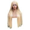 Peluca Frontal de Encaje 13X4 Rubio Mezclado Cabello Largo Liso Línea de Cabello Natural Fibra de Alta Temperatura Cabello Sintético Rubio Mezclado Cabello Largo Liso