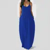 Vestido largo nuevo de verano europeo y americano para mujer, ajustado, adelgazante, de pasillo, color liso, vestido de tirantes