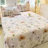 Sábana de Cama Gruesa Cepillada de Algodón Puro Pieza Única 100% Algodón Sábana Ajustable Protector de Colchón Dormitorio Estudiantil Funda de Almohada Juego de Tres Piezas