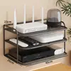 Caja de almacenamiento montada en la pared, estante para router, estante para decodificador de TV montado en la pared sin taladro