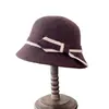 Sombrero de Pescador Retro de Lana de Color Contrastante para Mujer Otoño Invierno Elegante Versátil Sombrero de Cubo Temperamento Moderno Gorro de Punto