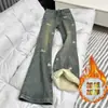 Calças jeans boca de sino forradas com fleece, grossas, bordadas com estampa de Dachshund para mulheres, novo estilo de inverno, da moda, cintura alta, modeladoras e elásticas.