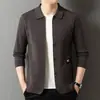 Cardigan Masculino de Tricô Manga Longa Estilo Coreano Elegante para Primavera e Outono