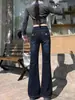 Chao Li tiene en stock pantalones dobles de longitud antigua lavados jeans micro campana mujer otoño 2026 nueva versión estrecha campana pierna ancha pantalones