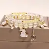 Pulsera de conejo Spot para mujer Pulsera de cristal de Princesa para amigas un par de banda elástica Dulce regalo de cumpleaños para estudiante Pulsera