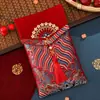 Tela de Brocado de Lujo para Boda, Sobre Rojo con Carácter de Bendición, Bolsa de Sobre Rojo para Ceremonia de Té de Boda, Paquete Rojo de Tela de Tamaño Grande
