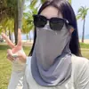Mascarilla de Seda de Hielo con Protección Solar para Mujer en Verano, Anti-UV, Cubrecuello, Ciclismo al Aire Libre, Velo Transpirable, Mascarilla Fina de Protección Solar