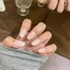Arte de uñas ojo de gato con lunares color durazno electrochapado, elegante y con estilo, favorecedor y versátil, uñas postizas hechas a mano, producto terminado al por mayor
