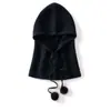 Gorro de Punto de Cachemira de Color Sólido Estilo Coreano Otoño/Invierno Suéter Unisex Sombrero de Lana con Cordón Cálido Protección contra el Frío
