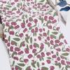 Tela Decorativa Infantil Poliéster Patrón de Burbujas Fondo Blanco Cerezas Pequeñas Chifón Tela Estampada Ropa Camisa
