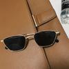 2025 Gafas de Sol de Moda de Montura Pequeña Negras Combinan con Todo para Mujer Gafas de Sol Lisas Poligonales para Hombre Estilo Coreano Retro Montura Metálica
