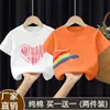 Camiseta de Manga Corta de Verano para Niños y Niñas Mayores Algodón Puro 2025 Nueva Ropa Familiar Estilo Dibujos Animados Camisa Top Holgado