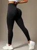 Novas calças de yoga sem costura europeias e americanas para mulheres, calças fitness de cintura alta que levantam o bumbum pêssego, calças de yoga justas esportivas de secagem rápida