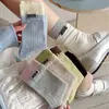 Calcetines Apilados Estilo Coreano Primavera 2026 con Etiqueta de Tela, Calcetines de Algodón Sencillos, Calcetines Transpirables de Media Pantorrilla para Mujer, Calcetines Sin Costuras Absorbentes de Sudor al por Mayor