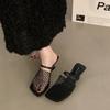 Sandalias tipo mula huecas de estilo casual versátil para vacaciones, nuevo diseño de verano para estatura petite, sandalias romanas que realzan la altura