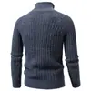 Suéter de punto para hombre con cremallera y cuello medio alto, estilo europeo y americano, para otoño e invierno, prenda base casual de moda con cuello alto