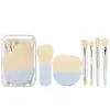 Novo Mini Kit de Pincéis Portátil com 6 Peças para Iniciantes, Pincel para Sombra de Cabelo Animal Macio, Pincel para Blush, Kit de Pincéis de Maquiagem