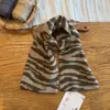Bufanda larga infantil de doble cara con estampado de cebra, calentador de cuello de punto de lana para invierno, bufanda decorativa, bufanda larga infantil simple