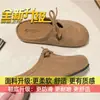 Chinelos de Plataforma Slip-On Estilo Birkenstock para Mulheres, Novidade Verão 2026 Meio Chinelos Fechados com Laço Francês