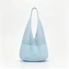 Nova Bolsa de Palha Grande Capacidade para Verão, Bolsa de Praia Tecida, Bolsa de Praia de Tricô com Flores, Bolsa Tote Elegante de Ombro Único para o Dia a Dia