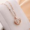 Collar de acero de titanio con colgante de diamante de corazón elegante y generoso, diseño de nicho para mujer, joyería de lujo con sentido de la luz, venta al por mayor para mujer