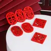 Artesanías de Madera Placa de Madera Colgante Palabras Festivas Rojas Auspiciosas Adorno de Viruta de Madera Joyería Estilo Chino Llavero