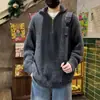 Suéter de punto de cuello alto con media cremallera para otoño e invierno para hombre, ajuste limpio retro largo de pelo de visón suelto suave suéter pullover