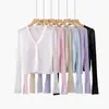 Cárdigan Protector Solar para Mujer Verano Delgado Verano Tejido Seda de Hielo Cárdigan Manga Larga Negro Exterior Corto Camisa de Aire Acondicionado