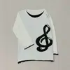 Top Vintage Y2K Falso Dos Piezas de Manga Larga con Estampado de Nota Musical y Clave de Sol, Camiseta Casual Holgada Estilo Harajuku para Mujer
